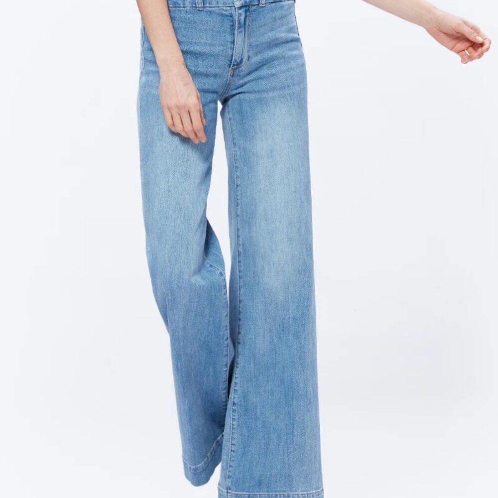 Paige Sutton Premium Denim Wide leg Jean with Curved Waistband